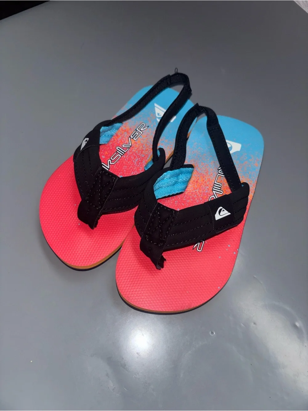 Quiksilver Kids Pink & Blue Slingback Flip Flops with Black Straps